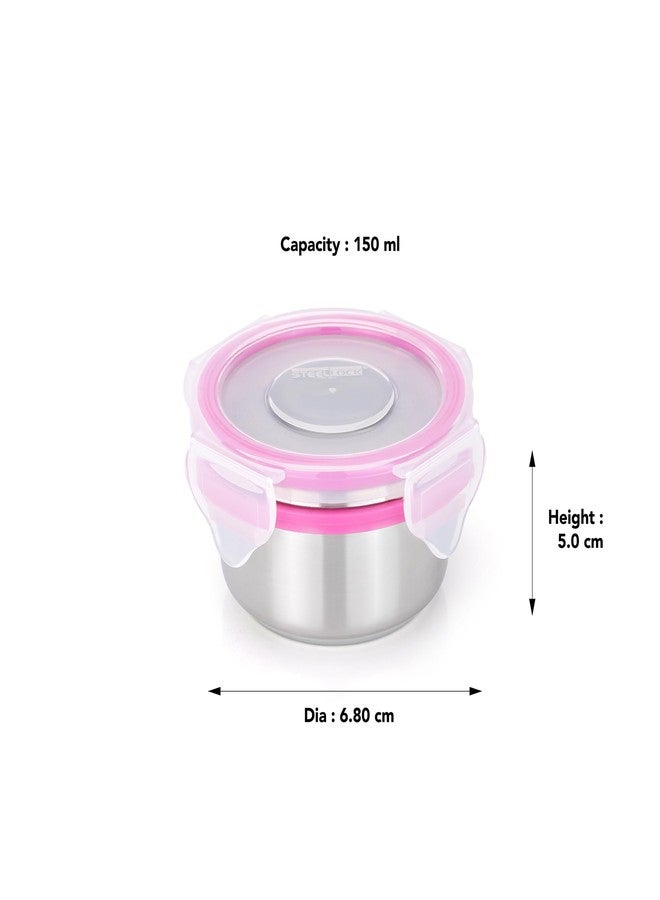 STEELLOCK Stainless Steel Airtight Container with Lid | Leakproof, BPA-Free | Multipurpose Food Storage Containers/Tiffin/Dabba for Office, School & Kitchen | SL-1101-set of 4, 150ml each, Pink - Image 5